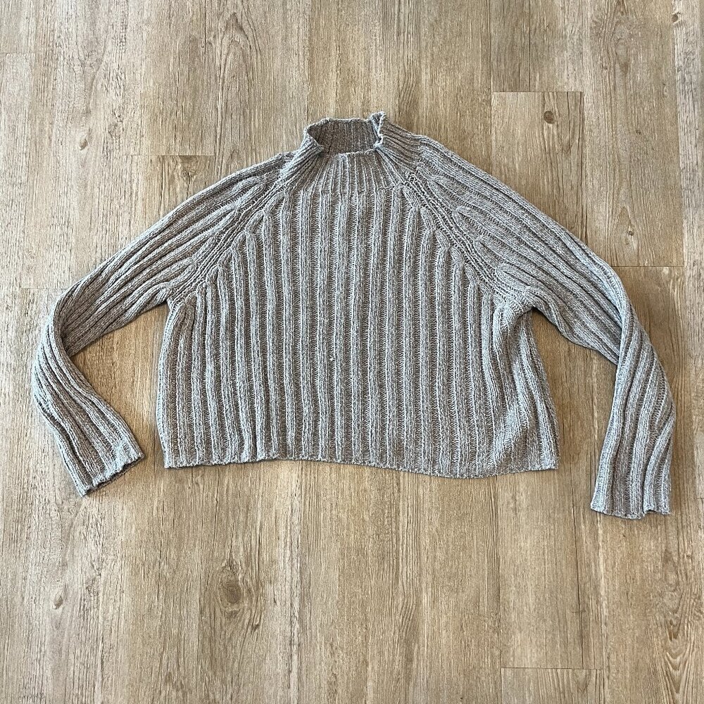 Womens American Eagle Grey Cropped Knit Sweater - XL